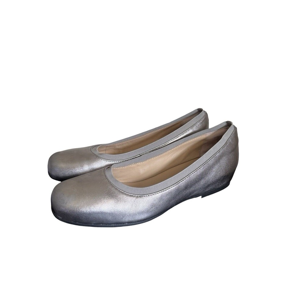 ABEO Cadence Silver Hidden Wedge  Ballet Flats Womens 9 Neutral Leather
